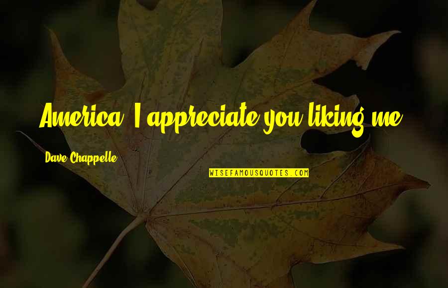 Appreciate Me Quotes By Dave Chappelle: America, I appreciate you liking me.