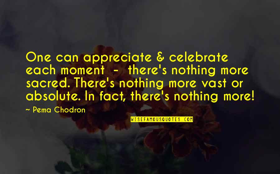 Appreciate More Quotes By Pema Chodron: One can appreciate & celebrate each moment - Appreciate More Quotes By Pema Chodron: One can appreciate & celebrate each moment -