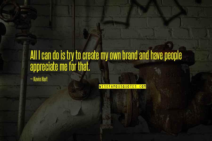 Appreciate People Quotes By Kevin Hart: All I can do is try to create