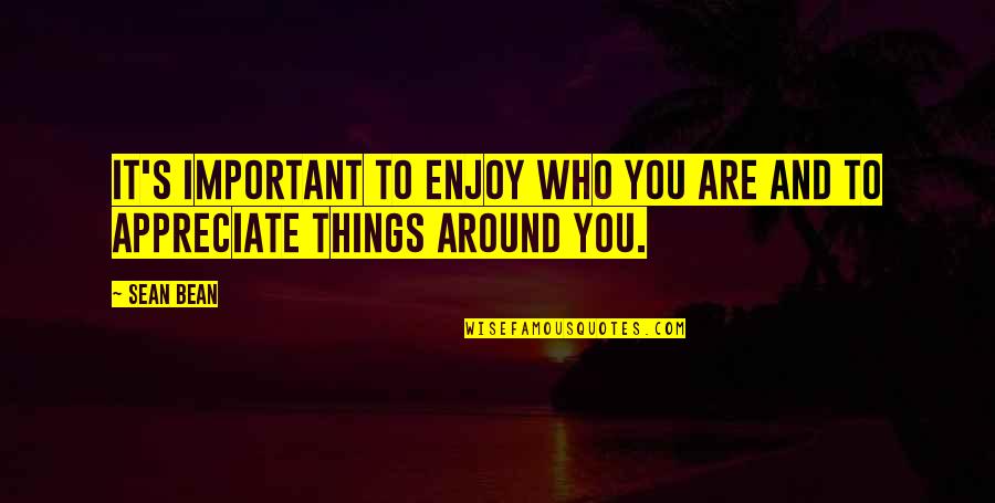 Appreciate Those Who Are There For You Quotes By Sean Bean: It's important to enjoy who you are and