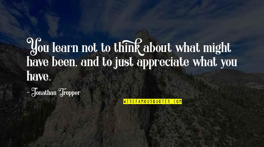 Appreciate What You Have Quotes By Jonathan Tropper: You learn not to think about what might