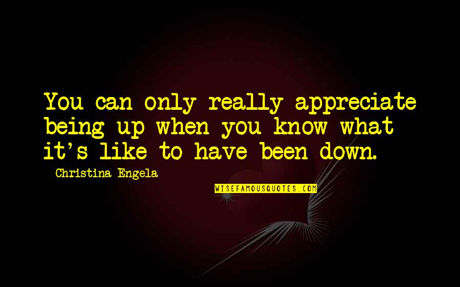 Appreciate What You Quotes By Christina Engela: You can only really appreciate being up when Appreciate What You Quotes By Christina Engela: You can only really appreciate being up when