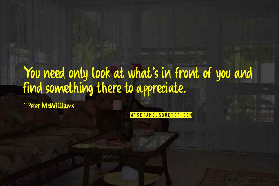 Appreciate You Quotes By Peter McWilliams: You need only look at what's in front