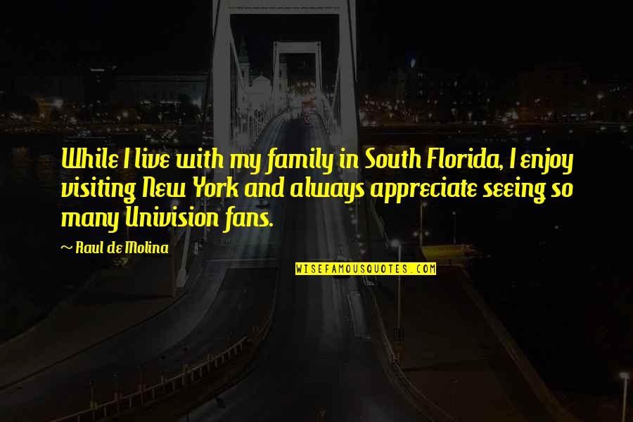 Appreciate Your Family Quotes By Raul De Molina: While I live with my family in South