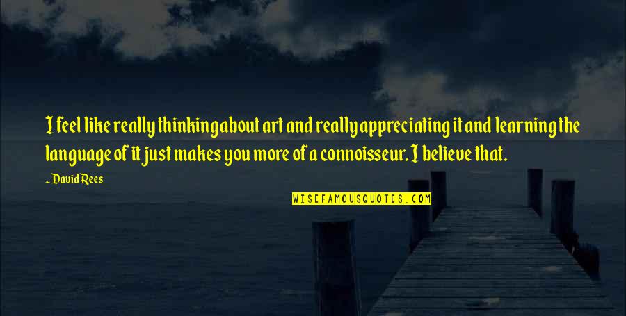 Appreciating Quotes By David Rees: I feel like really thinking about art and