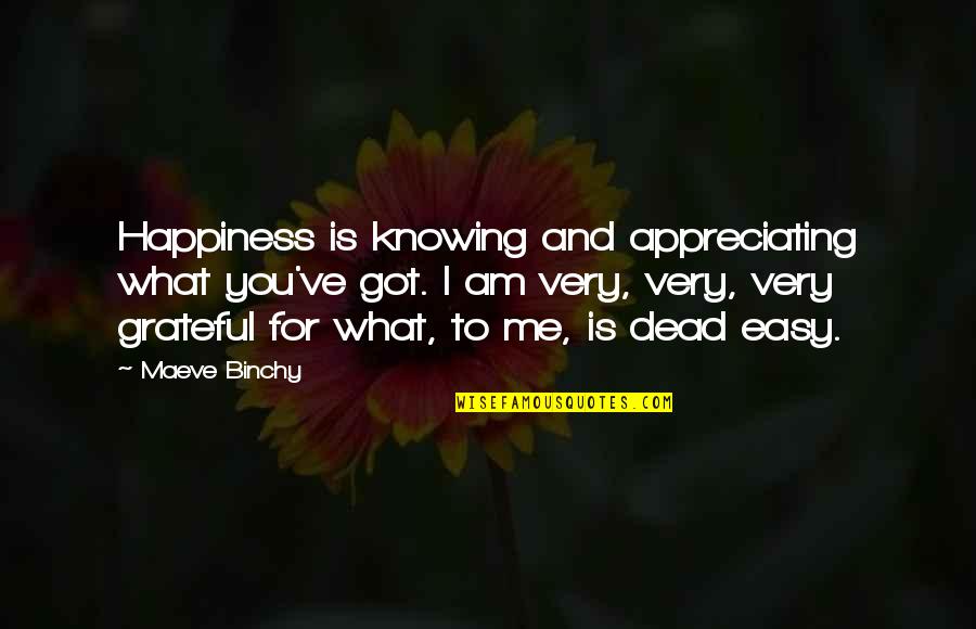 Appreciating Quotes By Maeve Binchy: Happiness is knowing and appreciating what you've got.