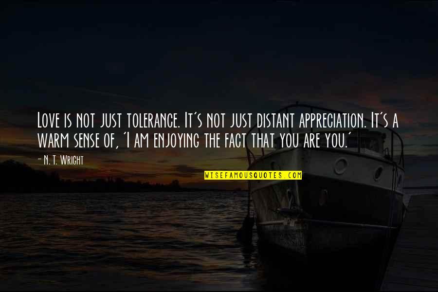 Appreciation Of Love Quotes By N. T. Wright: Love is not just tolerance. It's not just