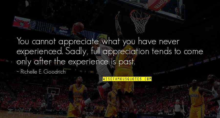 Appreciation Of What You Have Quotes By Richelle E. Goodrich: You cannot appreciate what you have never experienced.