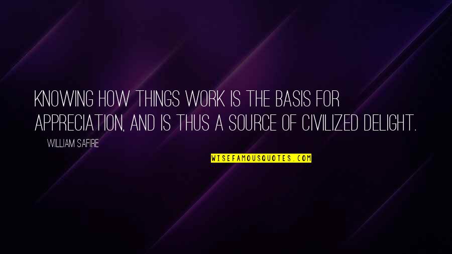 Appreciation Of Work Quotes By William Safire: Knowing how things work is the basis for