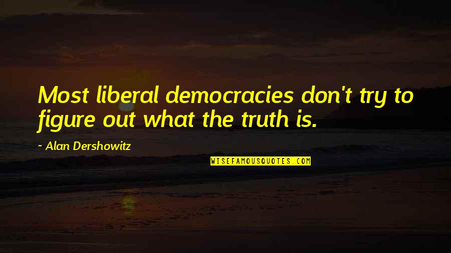 Appresso Gli Quotes By Alan Dershowitz: Most liberal democracies don't try to figure out