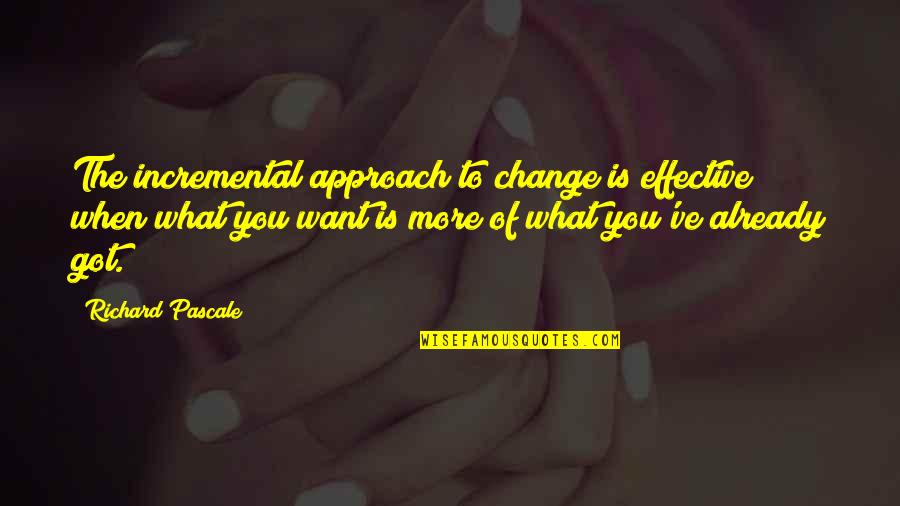 Approach Quotes By Richard Pascale: The incremental approach to change is effective when