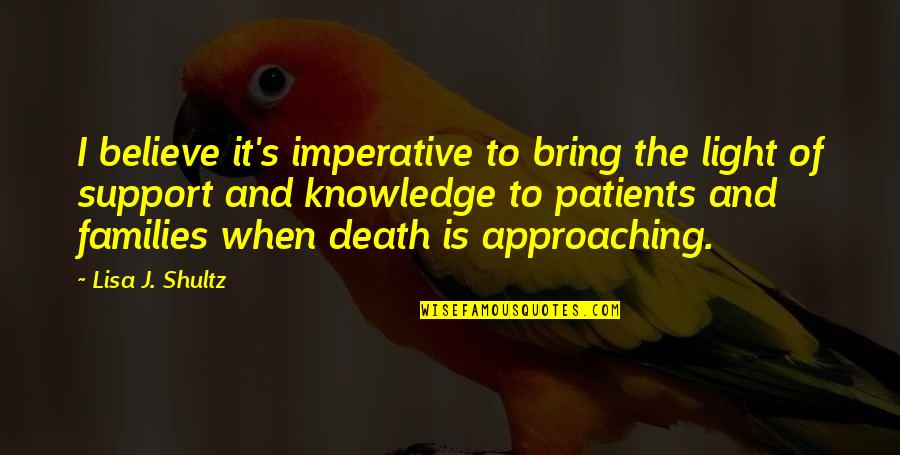 Approaching Death Quotes By Lisa J. Shultz: I believe it's imperative to bring the light