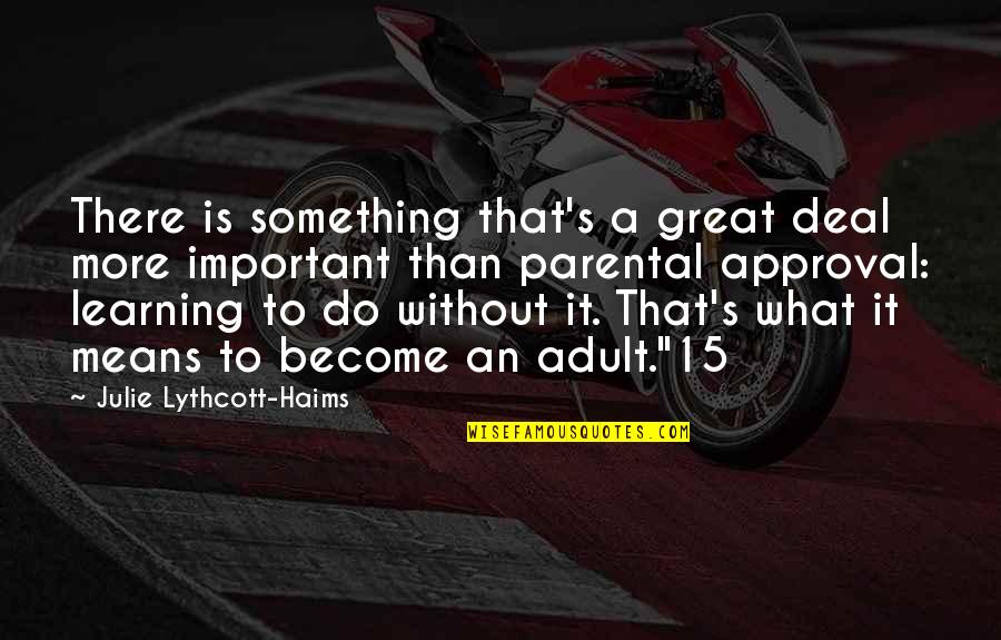 Approval Quotes By Julie Lythcott-Haims: There is something that's a great deal more