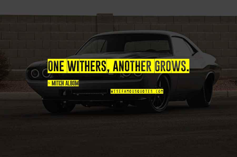 Appunto Avverbio Quotes By Mitch Albom: One withers, another grows. Appunto Avverbio Quotes By Mitch Albom: One withers, another grows.