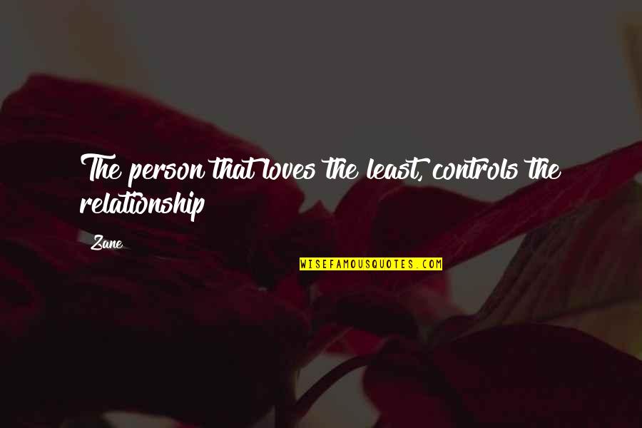 Apremiante Sinonimo Quotes By Zane: The person that loves the least, controls the