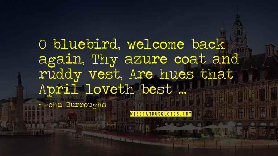 April O'neil Quotes By John Burroughs: O bluebird, welcome back again, Thy azure coat April O'neil Quotes By John Burroughs: O bluebird, welcome back again, Thy azure coat
