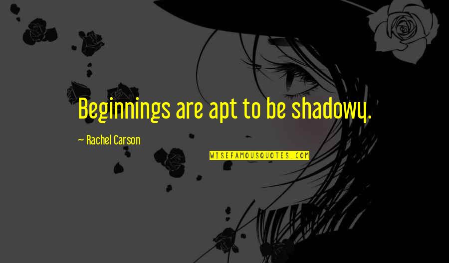 Apt Quotes By Rachel Carson: Beginnings are apt to be shadowy.