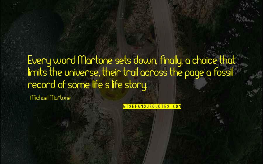 Aptissima Quotes By Michael Martone: Every word Martone sets down, finally, a choice