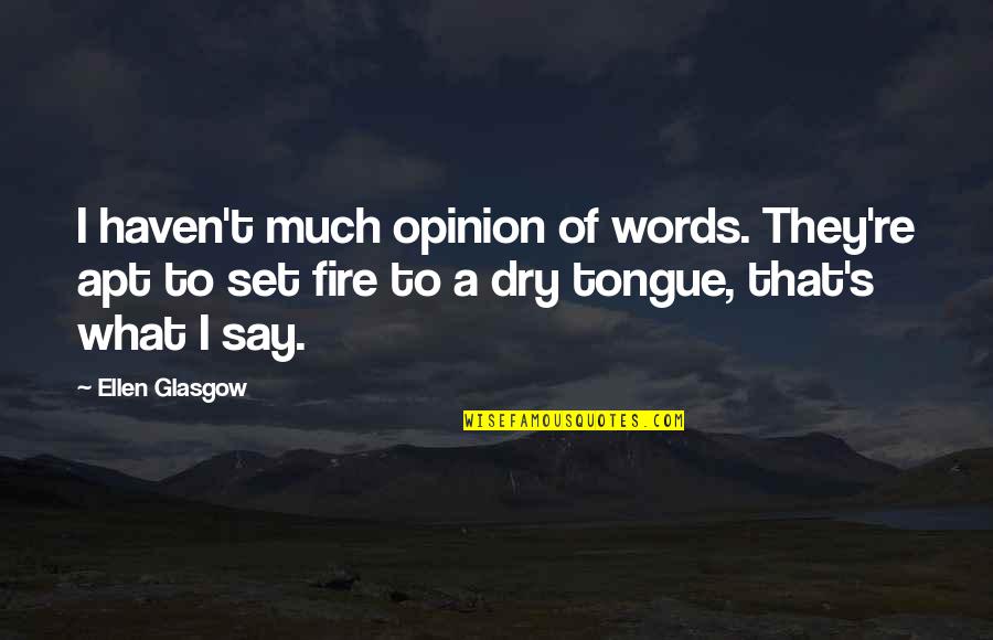 Apt's Quotes By Ellen Glasgow: I haven't much opinion of words. They're apt