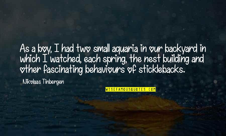 Aquaria Quotes By Nikolaas Tinbergen: As a boy, I had two small aquaria