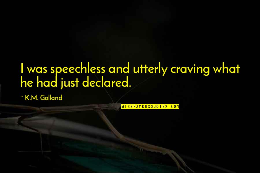 Aquino Political Dynasty Quotes By K.M. Golland: I was speechless and utterly craving what he