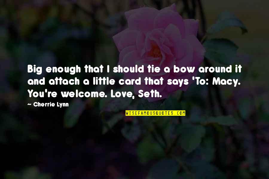 Ara Pacis Quotes By Cherrie Lynn: Big enough that I should tie a bow