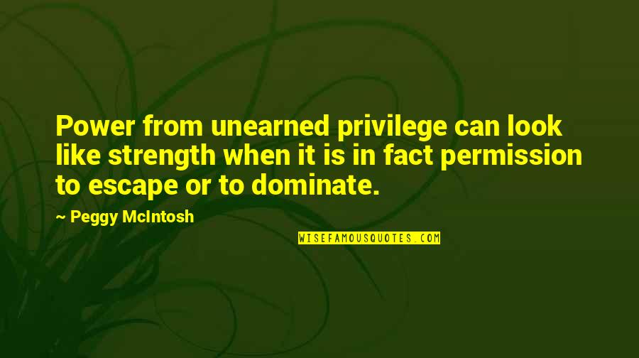 Arab Spring Egypt Quotes By Peggy McIntosh: Power from unearned privilege can look like strength