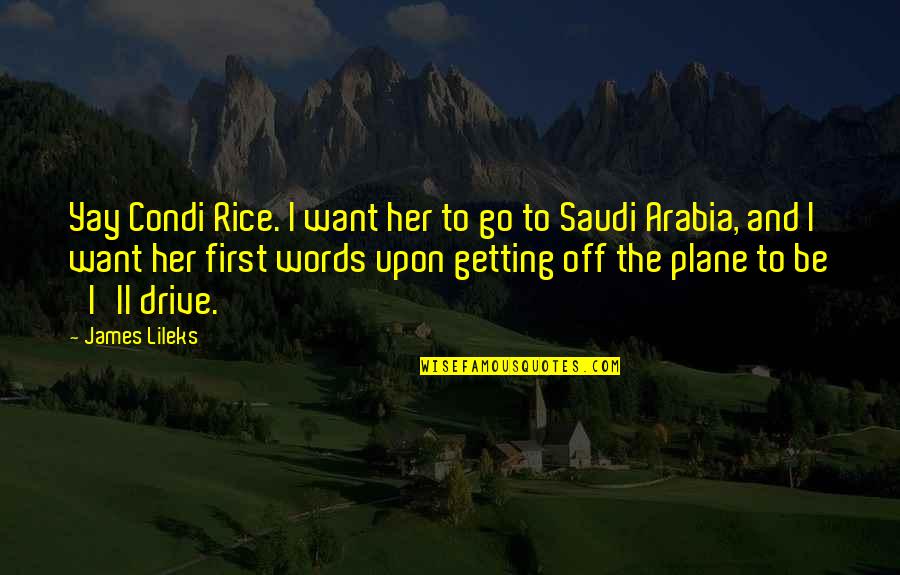 Arabia Quotes By James Lileks: Yay Condi Rice. I want her to go
