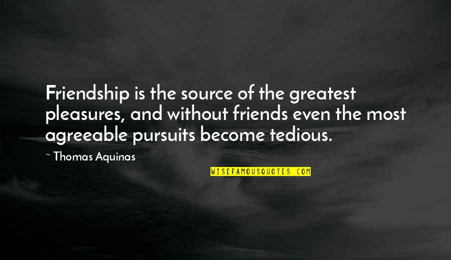 Arabie Dam Quotes By Thomas Aquinas: Friendship is the source of the greatest pleasures,