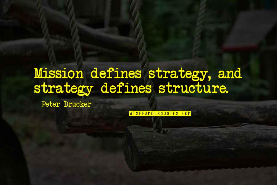 Arable Crops Quotes By Peter Drucker: Mission defines strategy, and strategy defines structure. Arable Crops Quotes By Peter Drucker: Mission defines strategy, and strategy defines structure.