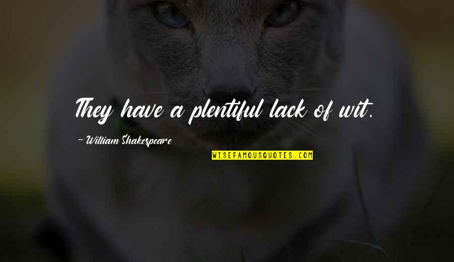 Araceli Hernandez Quotes By William Shakespeare: They have a plentiful lack of wit.