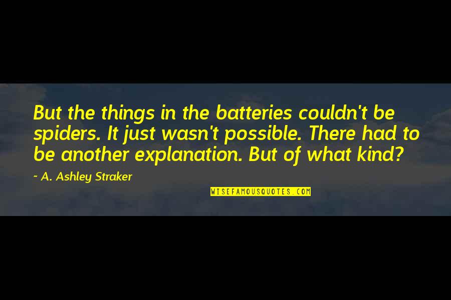 Arachnid Quotes By A. Ashley Straker: But the things in the batteries couldn't be