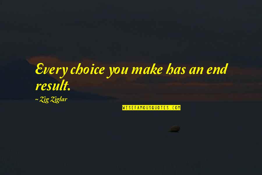 Araene Quotes By Zig Ziglar: Every choice you make has an end result.