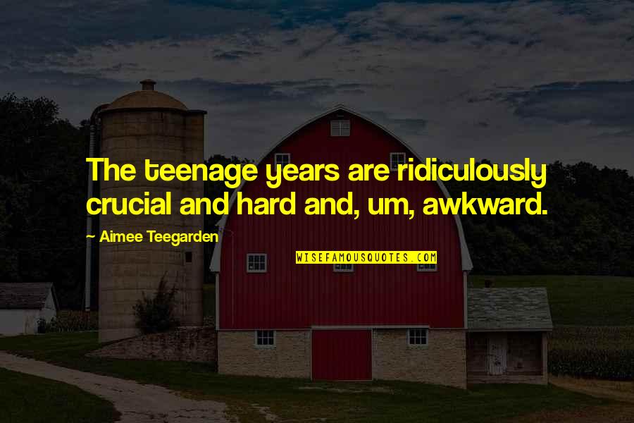 Arakelian Surname Quotes By Aimee Teegarden: The teenage years are ridiculously crucial and hard