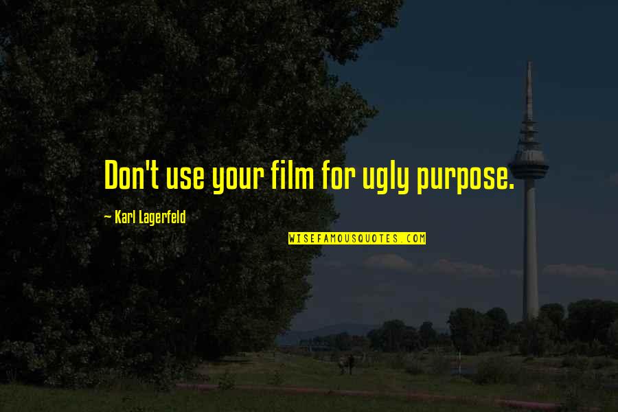 Aral Na Quotes By Karl Lagerfeld: Don't use your film for ugly purpose.