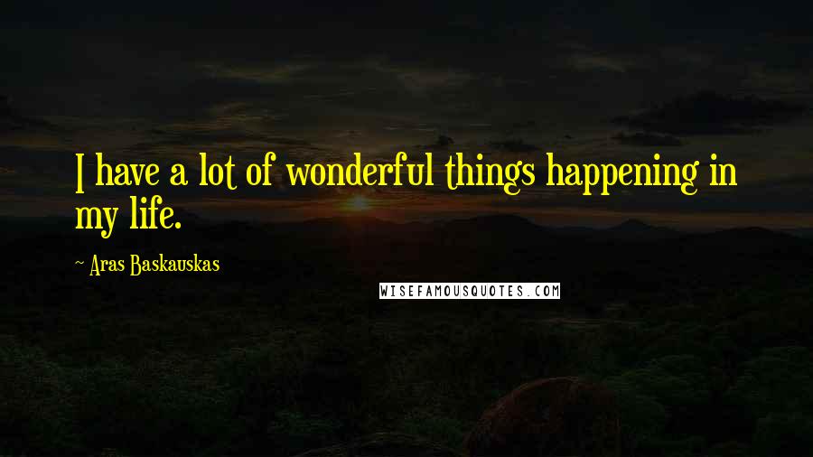 Aras Baskauskas quotes: I have a lot of wonderful things happening in my life.