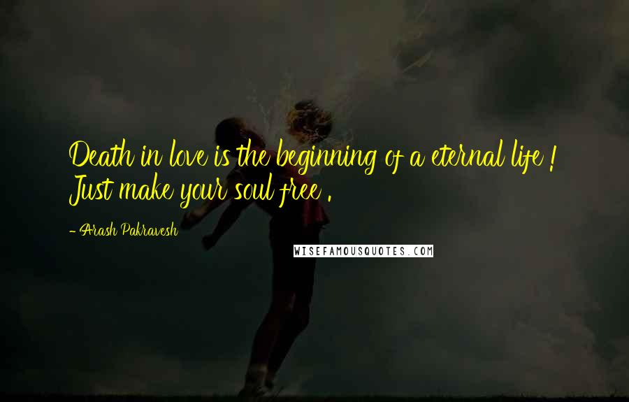 Arash Pakravesh quotes: Death in love is the beginning of a eternal life ! Just make your soul free .