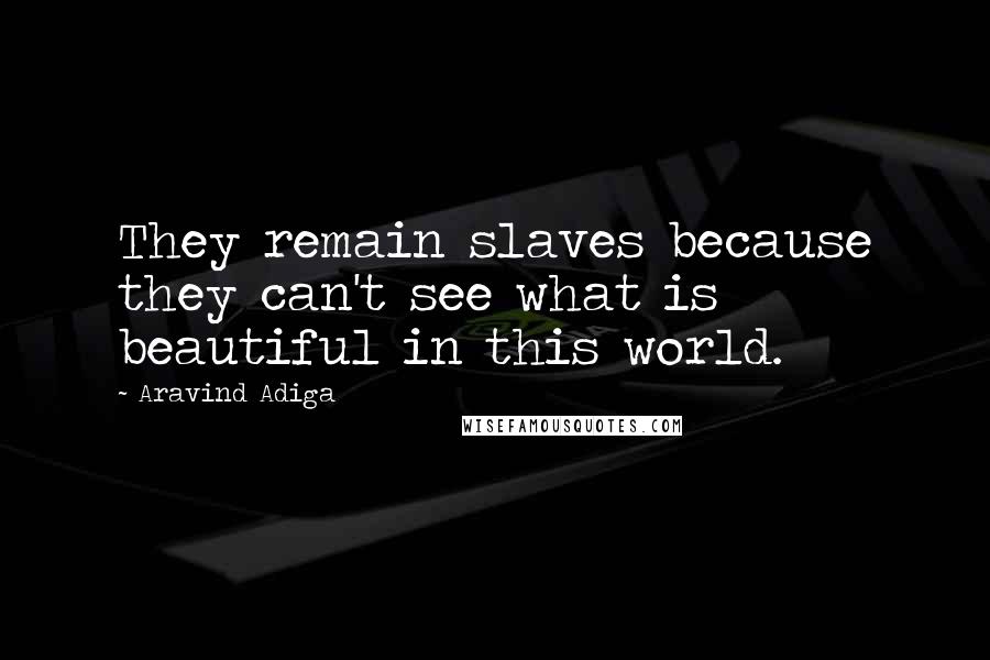 Aravind Adiga quotes: They remain slaves because they can't see what is beautiful in this world.