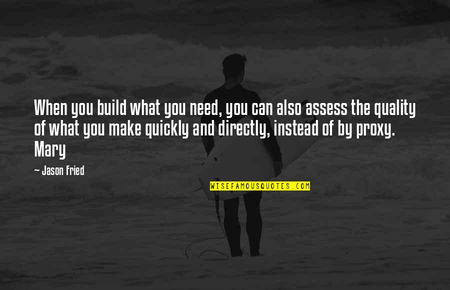 Arboreal Quotes By Jason Fried: When you build what you need, you can