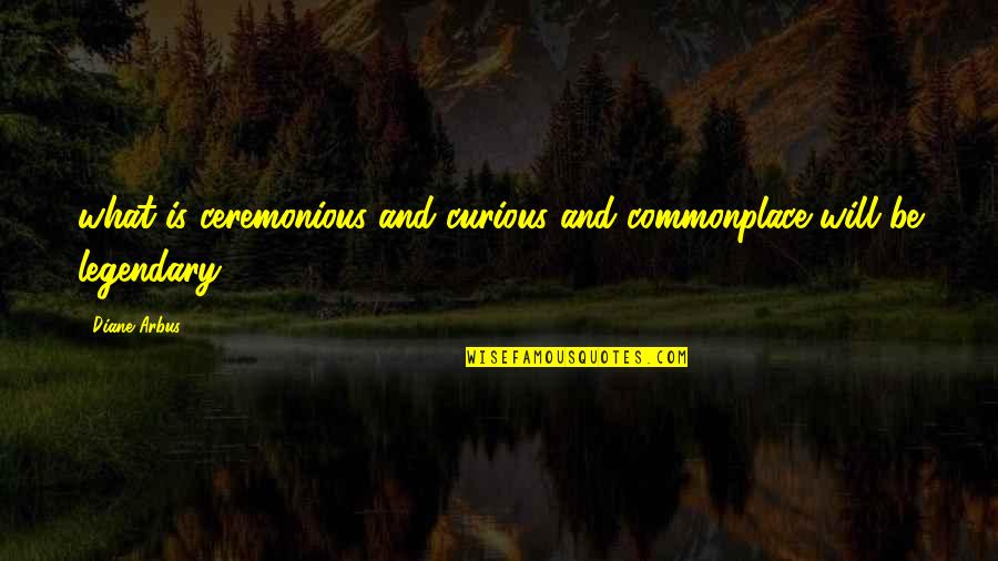 Arbus Quotes By Diane Arbus: what is ceremonious and curious and commonplace will