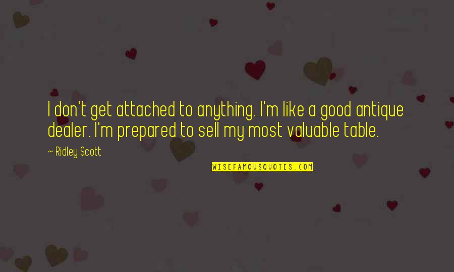 Archibald Rajs Quotes By Ridley Scott: I don't get attached to anything. I'm like Archibald Rajs Quotes By Ridley Scott: I don't get attached to anything. I'm like