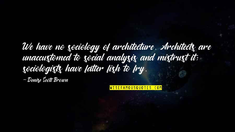 Architects And Architecture Quotes By Denise Scott Brown: We have no sociology of architecture. Architects are