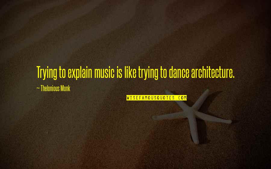 Architecture Quotes By Thelonious Monk: Trying to explain music is like trying to