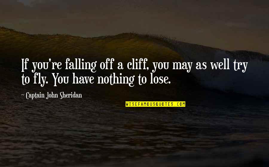 Arcidiecezna Quotes By Captain John Sheridan: If you're falling off a cliff, you may Arcidiecezna Quotes By Captain John Sheridan: If you're falling off a cliff, you may