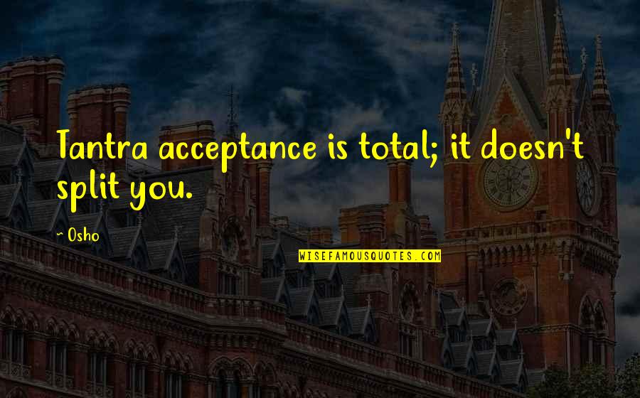 Ardelean Quotes By Osho: Tantra acceptance is total; it doesn't split you.