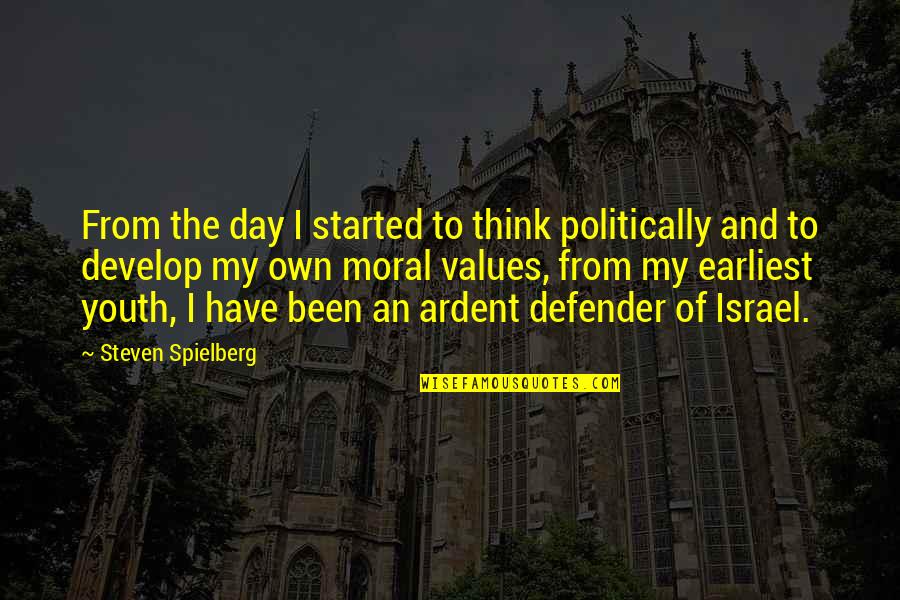 Ardent Quotes By Steven Spielberg: From the day I started to think politically