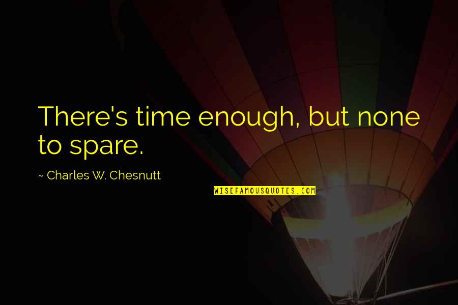 Ardita Dalipi Quotes By Charles W. Chesnutt: There's time enough, but none to spare.