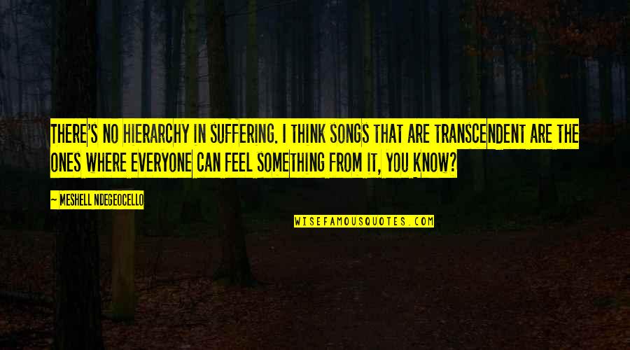 Are Songs In Quotes By Meshell Ndegeocello: There's no hierarchy in suffering. I think songs