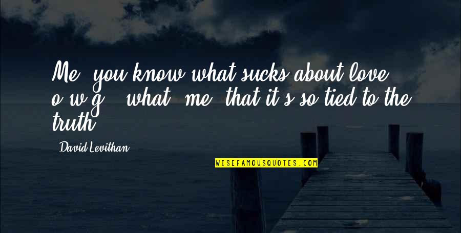 Are We There Yet David Levithan Quotes By David Levithan: Me: you know what sucks about love? o.w.g.: