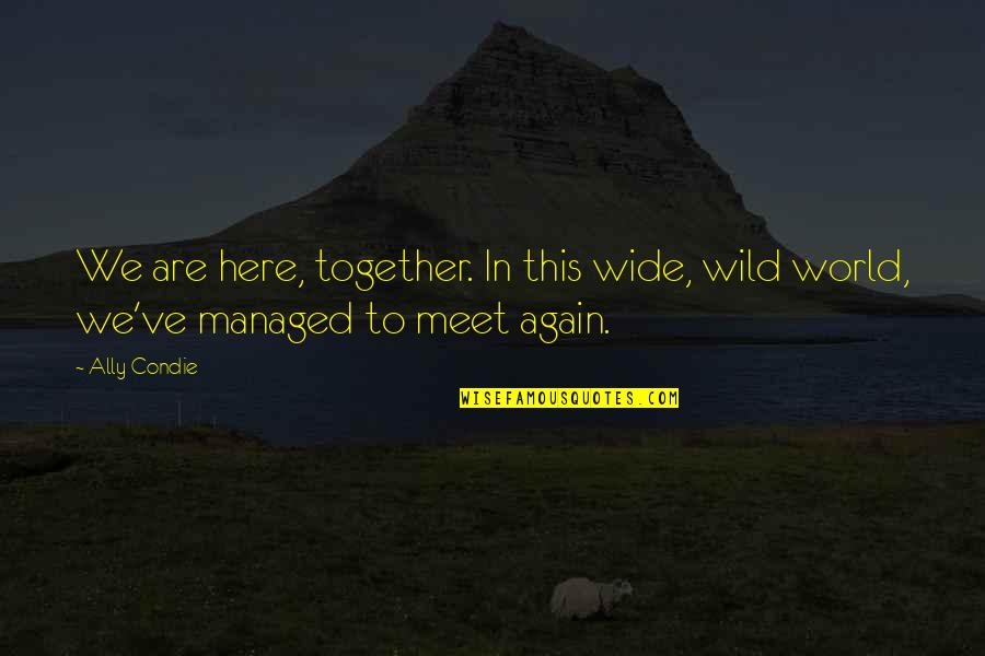 Are We Together Quotes By Ally Condie: We are here, together. In this wide, wild